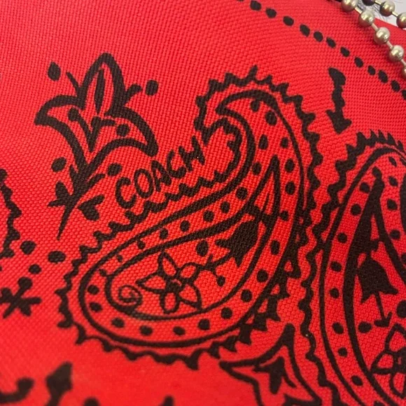 Coach Red and Black Paisley Perforated Backpack - Picture 3 of 12